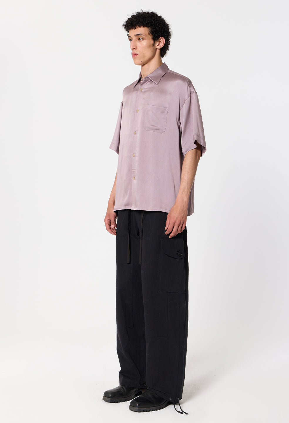 Brushed Silk Button Up / Plum