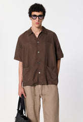 Cupro Smoking Shirt / Espresso