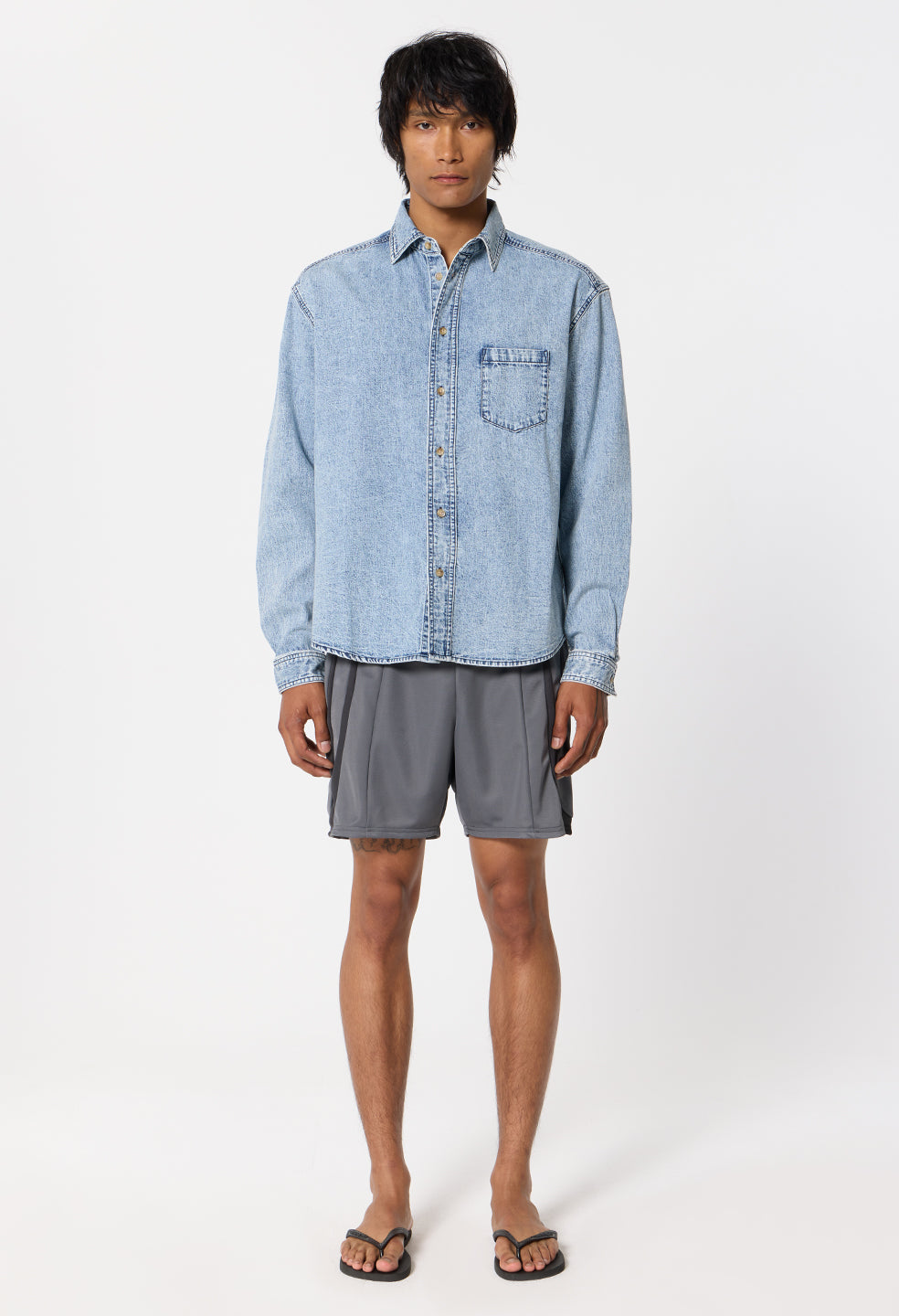 Denim Cloak Button Up / Acid Wash