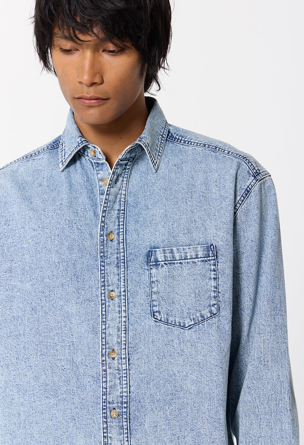 Denim Cloak Button Up / Acid Wash