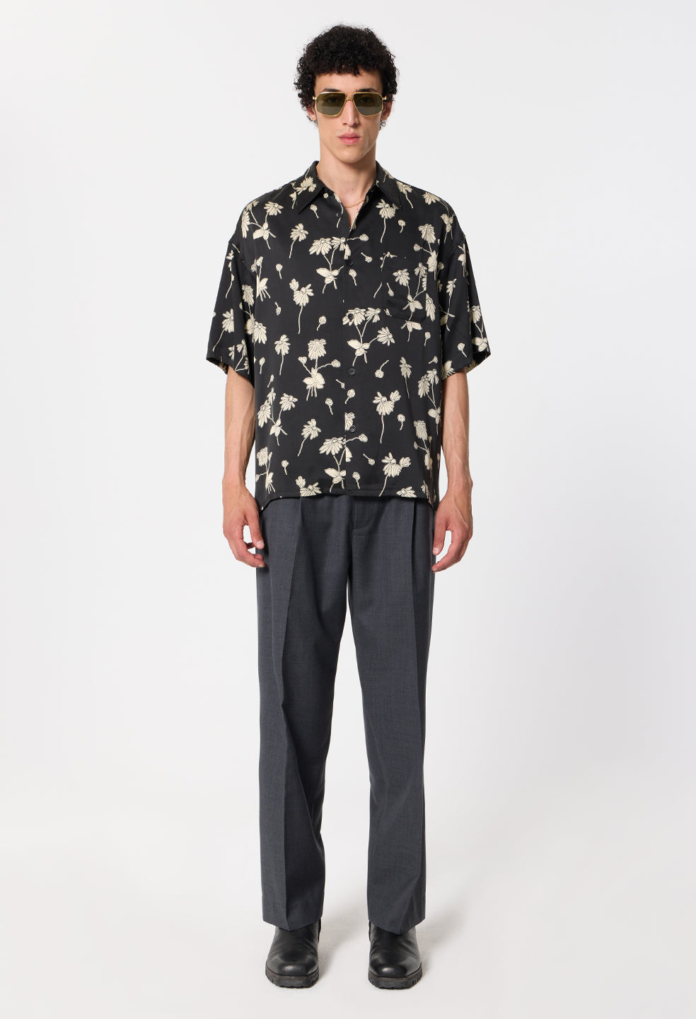 Wool Wide Easy Trouser / Charcoal