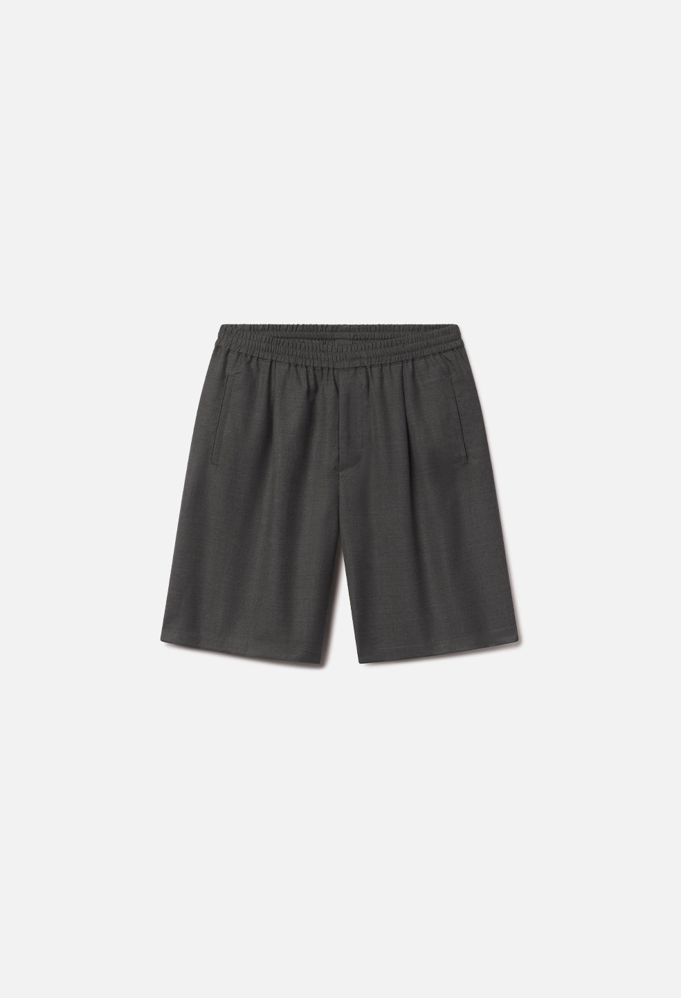 Wool Wide Easy Shorts / Charcoal