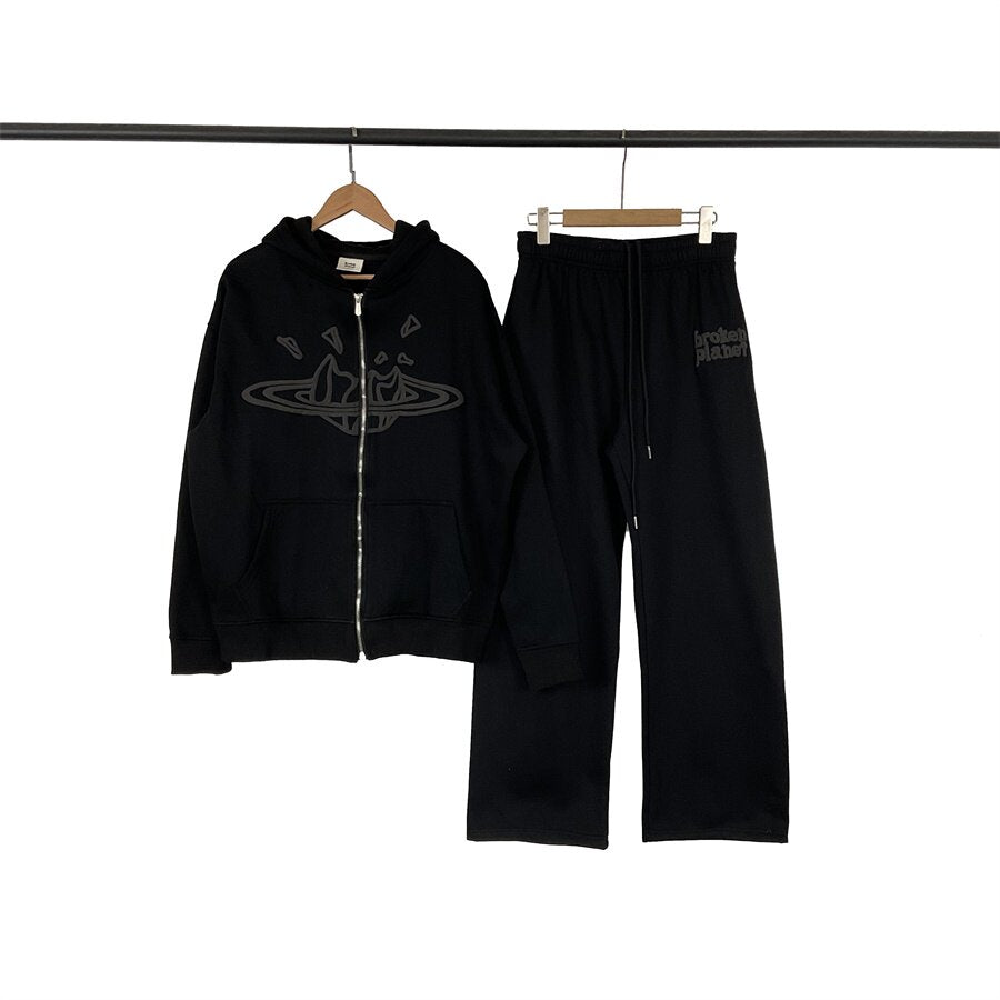 Broken Planet Puff Print Fleece Hooded Sweatsuit Set